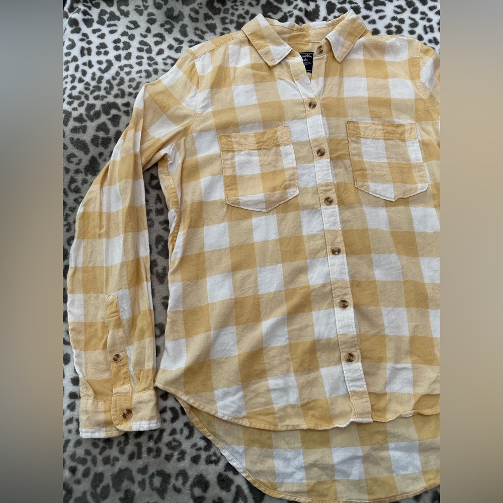 Abercrombie & Fitch Plaid Button Up Shirt in Yellow Size Medium Women’s - Picture 7 of 14